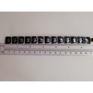 Siam Sterling Silver Niello Hinge Panel Bracelet